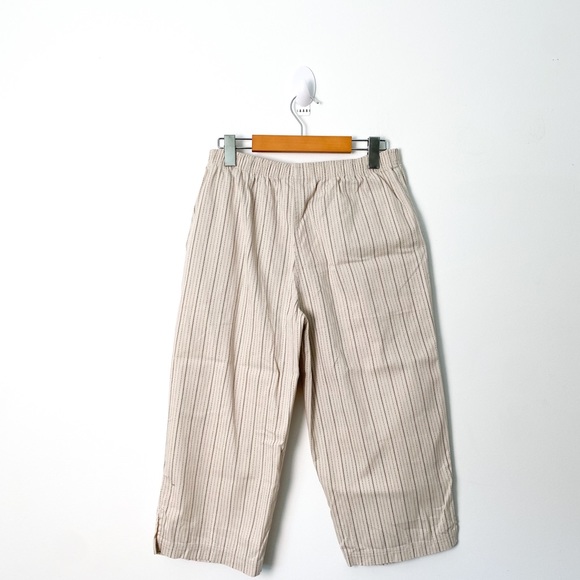 Vintage Pin Striped Palazzo Contemporary Tan Beige Pants - Picture 8 of 9